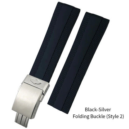 Bracelet de montre en caoutchouc et Silicone, 20mm 21mm 22mm 23mm 24mm, pour Breitling Superocean Avenger professionnel, bleu blanc vert