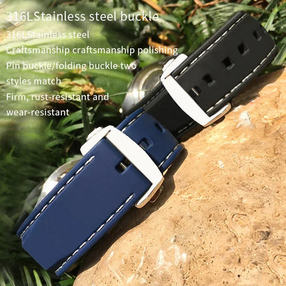 Soft Natural Rubber Watch Strap, 18mm 20mm 22mm, Suitable for HUAWEI GT SEIKO SKX IWC Tudor 19mm 21mm, Silicone for Tissot Diving Bracelet