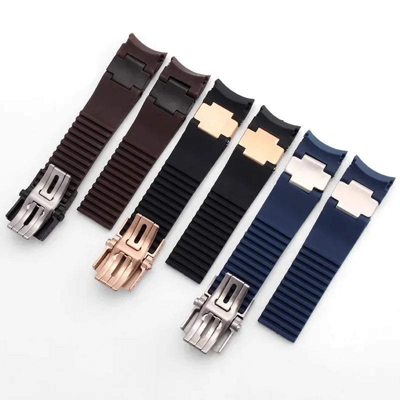 Bracelet de montre en caoutchouc silicone de haute qualité pour Ulysse Nardin 263 DIVER, extrémité incurvée, 22 mm, étanche