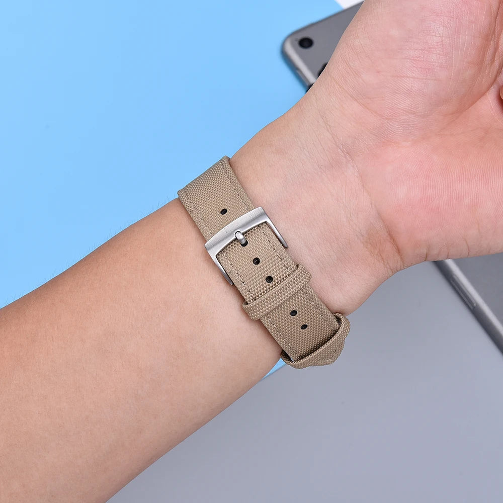 Bracelet de Montre Rapide Tissu et Cuir - Boucle ardillon - Universel
