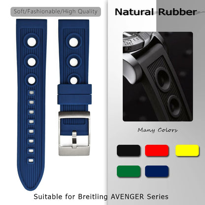 Bracelet de montre en caoutchouc naturel et silicone, 20mm 22mm, pour Breitling HéRITAGE Superocean Avenger Navitimer, bracelet de montre de sport souple, outils