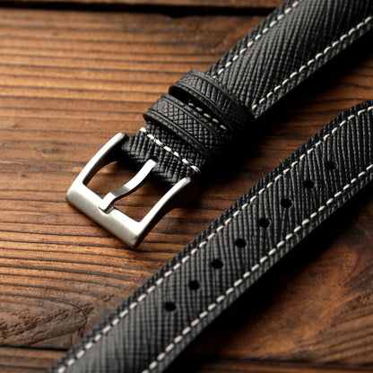 Cinturino per orologio in pelle bovina con motivo incrociato fatto a mano, cinturino in pelle curvo da 18 19 20 mm, braccialetto da uomo in stile retrò a sgancio rapido, blu nero