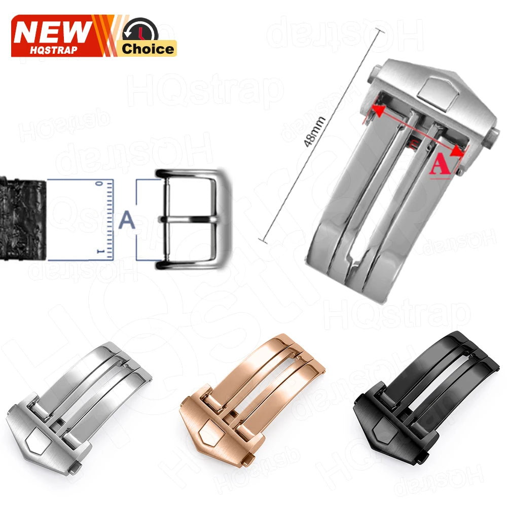 Luxury stainless steel buckle, 18mm 20mm, for TAG Heuer watch strap, metal clasp, double folding button, repair tools, accessories