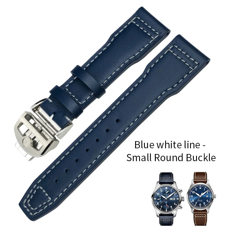 Cinturino per orologio in vera pelle da uomo, 20mm 21mm 22mm, adatto per orologio pilota IWC IW3777 PORTOFINO Mark 18, nero blu marrone