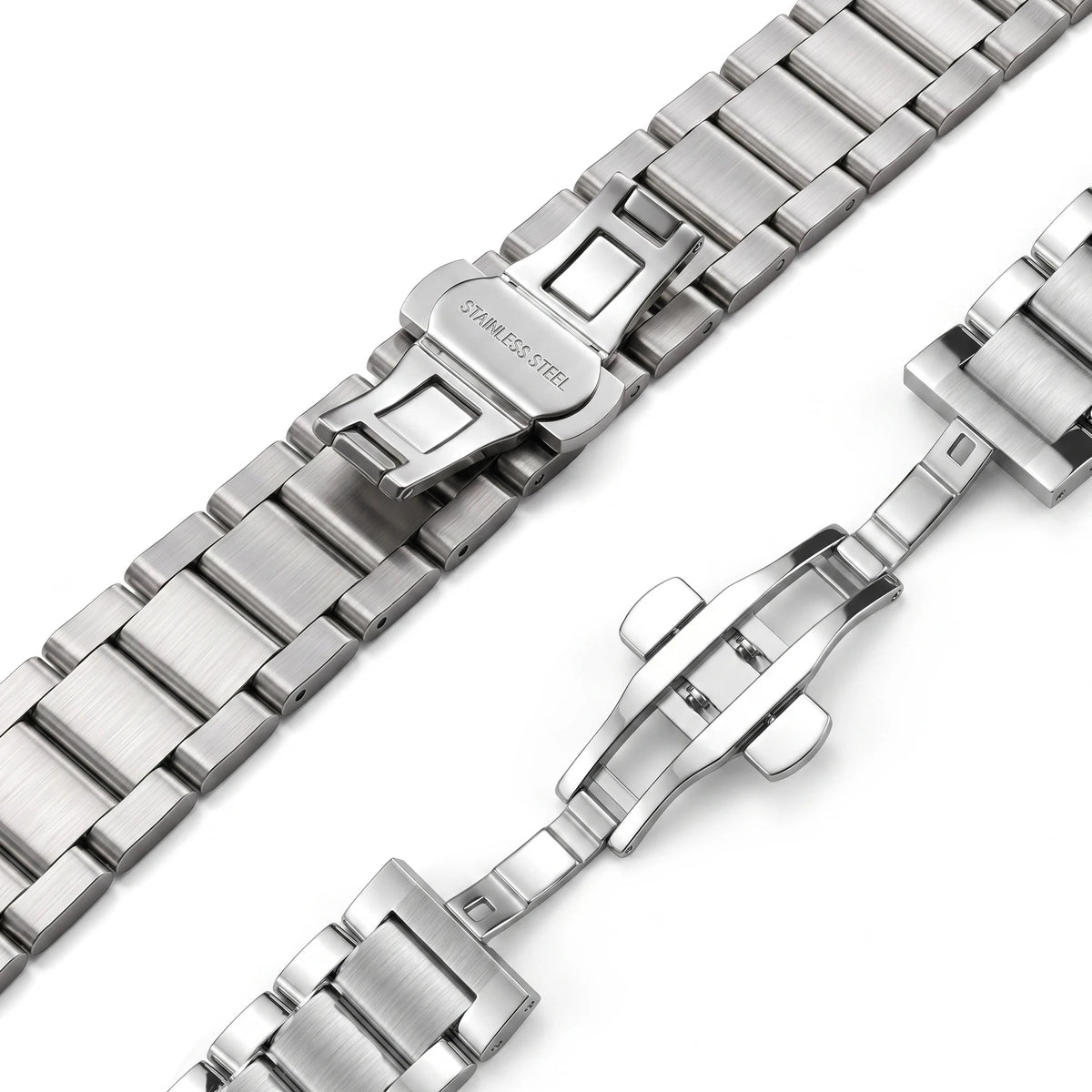 Bracelet de montre en acier inoxydable pour homme, bracelet de montre en métal, fermoir à déploiement double, haute qualité, 18mm, 20mm, 21mm, 22mm, 23mm, 24mm