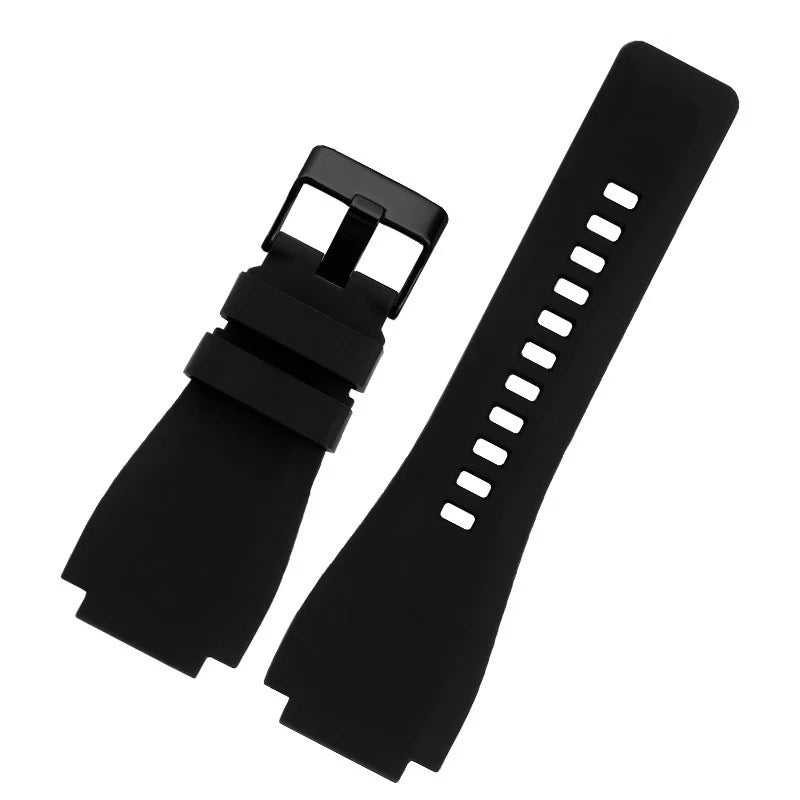 For Bell & Ross BR-03 BR-01 BR-X1 large convex silicone rubber strap 34x24mm BR01 BR02 waterproof strap Bell Ross