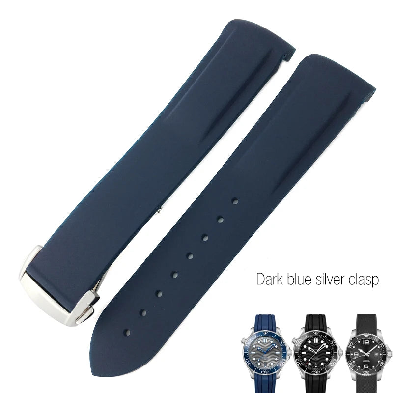 Bracelets de montre en caoutchouc de Silicone 18mm 19mm 20mm 21mm 22mm pour Omega couturier planète océan bracelet de montre de Sport Hydroconquest étanche