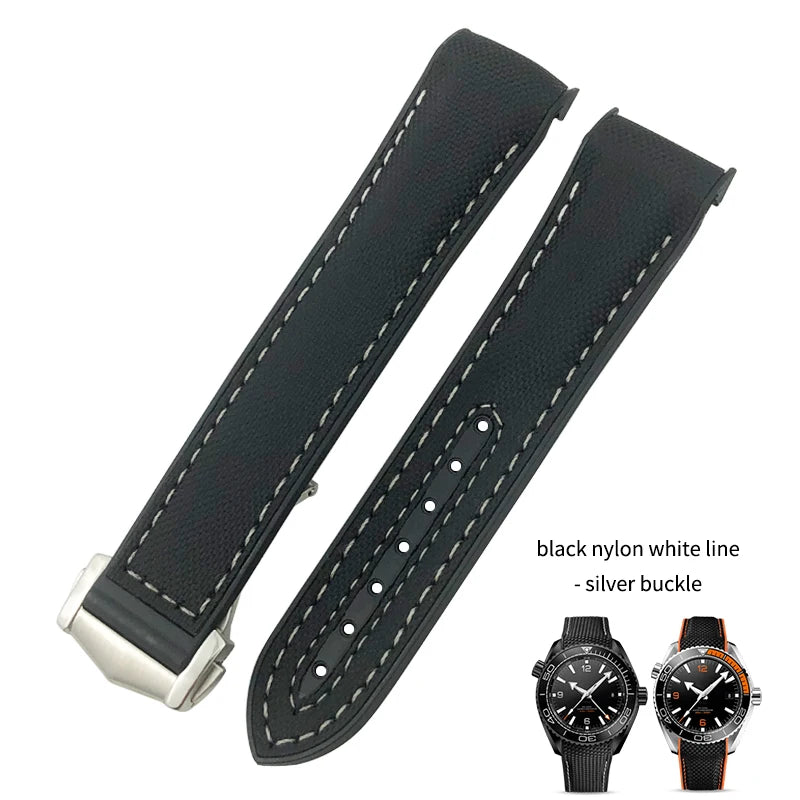 Cinturino per orologio da uomo in gomma nylon, cinturino in silicone, compatibile con Omega Seamaster 300, Moonwatch, Planet Ocean, 20mm, 21mm, 22mm, 19mm