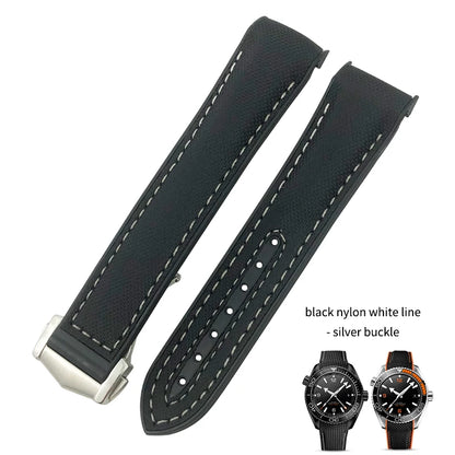 Cinturino per orologio da uomo in gomma nylon, cinturino in silicone, compatibile con Omega Seamaster 300, Moonwatch, Planet Ocean, 20mm, 21mm, 22mm, 19mm