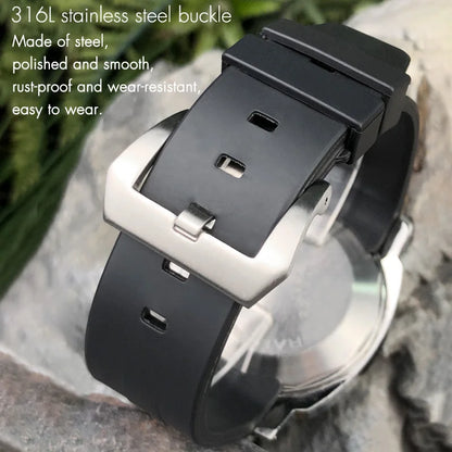 Bracelet de montre en caoutchouc naturel à extrémité incurvée de 24mm, pour Panerai LUMINOR SUBMERSIBLE PAM, en Silicone, étanche, boucle papillon