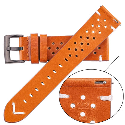 Bracelet de montre respirant en cuir véritable à dégagement rapide, 18mm-24mm, bracelet en cuir de vache disponible, noir, vert, marron, jaune, unisexe
