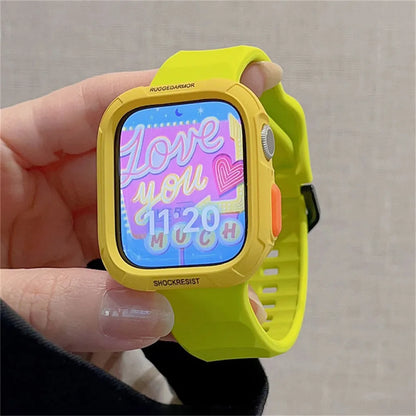Bracelet de montre en silicone liquide + coque en TPU pour Apple Watch Ultra 2 3 49mm S11 S10 46mm 42mm 38 40 41 44 45mm pour iWatch SE 9 8 7 6