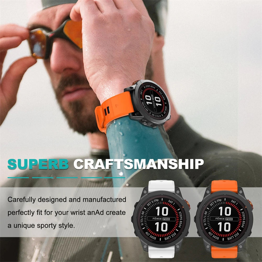 Bracelet de montre en silicone 22 mm 26 mm pour Garmin Fenix 8Pro 7 7X 6X Pro 5X Plus Epix Gen2 Enduro 3 2, bracelet souple à libération rapide QuickFit