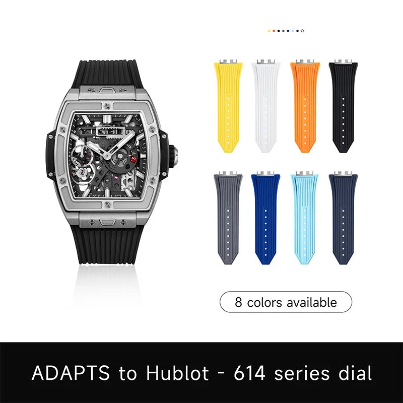 Bracelet de montre à dégagement rapide pour bracelet Hublot pour homme, bracelet de montre en caoutchouc FKM Fluoro, fermoir en acier inoxydable, 614, 642, 441