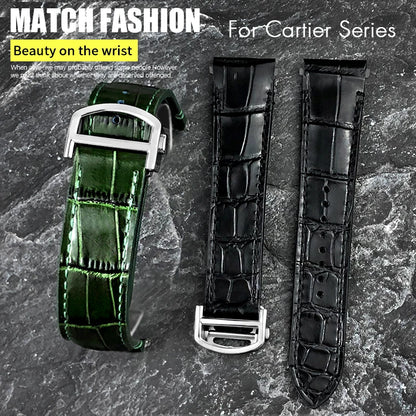 Bracelet en cuir de vache pour montre Cartier Santos WSSA0009 WSSA0018, vert, marron, noir, 21mm, bracelet de montre en cuir à dégagement rapide pour hommes