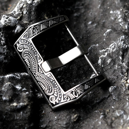 Chiusura goffrata, chiusura in acciaio inossidabile 304, chiusura incisa Maya da 20 mm, 22 mm, 24 mm, 26 mm, accessorio per cinturino in vera pelle