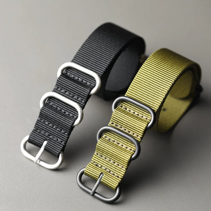 Nylon Watch Strap, 20MM 22MM 24MM, Wear-Resistant, Waterproof, Flexible, Black Green Retro G10 Pilot Watch Band