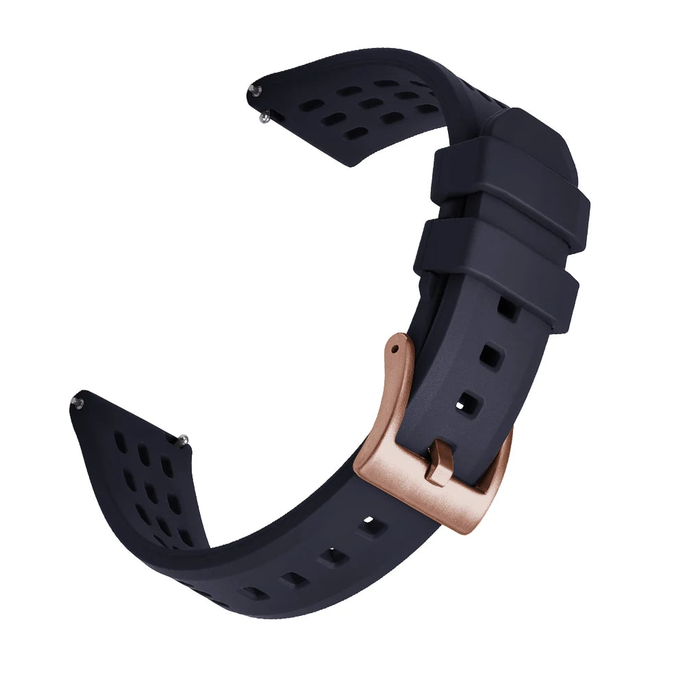 High Quality Quick Release FKM Fluoro Rubber Watch Strap 20mm 22mm New Design Porous Structure Ventilate FPM Rubber Watch Straps
