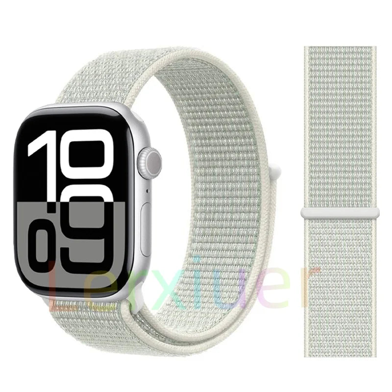 适用于 Apple Watch 46mm 44mm 45mm 40mm 41mm 42mm 的尼龙回环表带，适配 iWatch 系列 11 10 9 SE 8 7 6 5 4 Ultra 3 2 49mm