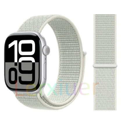 适用于 Apple Watch 46mm 44mm 45mm 40mm 41mm 42mm 的尼龙回环表带，适配 iWatch 系列 11 10 9 SE 8 7 6 5 4 Ultra 3 2 49mm