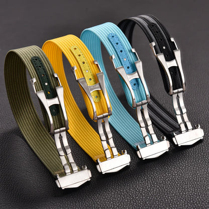High-Quality Nylon Fluororubber 20mm Bracelet for Omega X Swatch MoonSwatch Sport, Folding Clasp Watch Strap for Seamaster 300