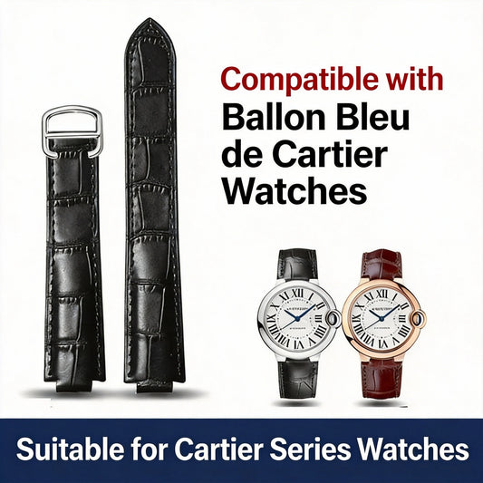 Genuine Leather Watch Strap for Cartier Ballon Bleu, Cowhide Leather Watchband, 20mm, 18mm, 16mm, Watch Strap