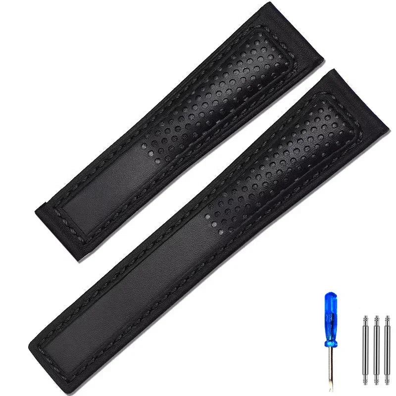 OZE - Racing leather watch strap for Tag Heuer Carrera - Monaco F1, 3/4, 22mm