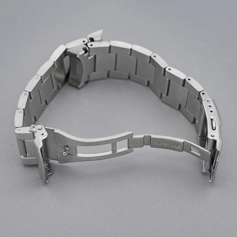 Cinturino per orologio Samurai King, chiusura deployante, in acciaio inossidabile, compatibile con casse Samurai King, cinturino solido con estremità curva