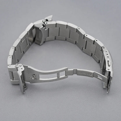Cinturino per orologio Samurai King, chiusura deployante, in acciaio inossidabile, compatibile con casse Samurai King, cinturino solido con estremità curva