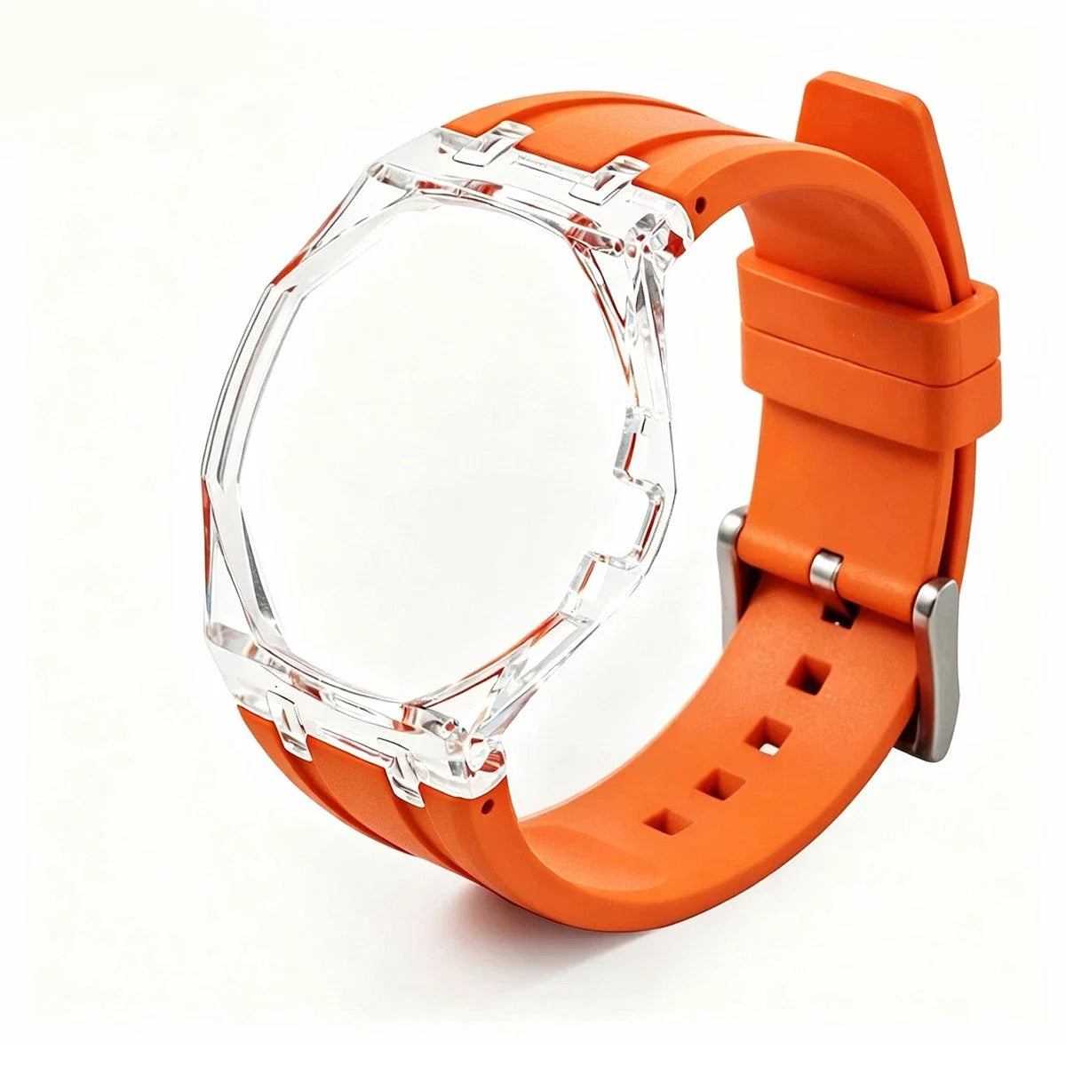 Cassa in plastica trasparente Glacier + cinturino in silicone per orologio da taschino AP X Swatch Royal Pop, trasformatore da orologio da taschino a cinturino in caucciù