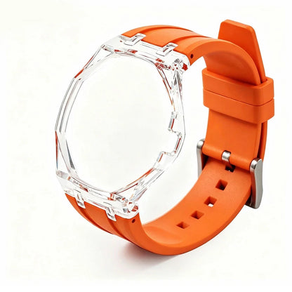 Cassa in plastica trasparente Glacier + cinturino in silicone per orologio da taschino AP X Swatch Royal Pop, trasformatore da orologio da taschino a cinturino in caucciù