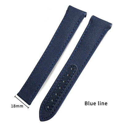 Bracelet de montre en tissu nylon de haute qualité avec base en cuir, adapté à Omega Seamaster Diver 300M AT150 Aqua Terra |   19 mm 20 mm 21 mm