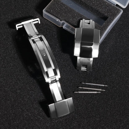 316L Stainless Steel Daytona Deployment Clasp, 16mm 18mm 20mm, Replacement, Two Tone Brushed Polished Finish Buckle