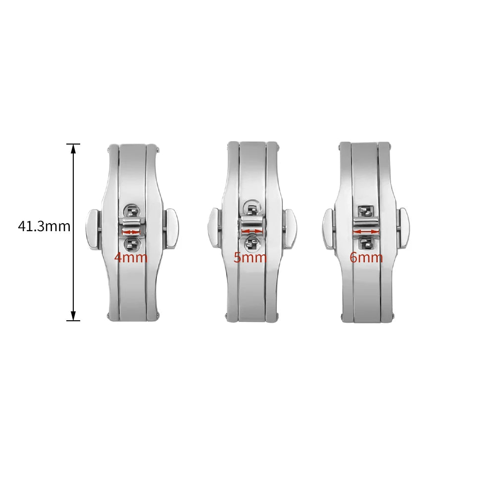 Accessori per orologi: Fibbia automatica a doppio pulsante per cinturino, chiusura deployante in acciaio, pulsante universale in metallo 4mm 5mm 6mm