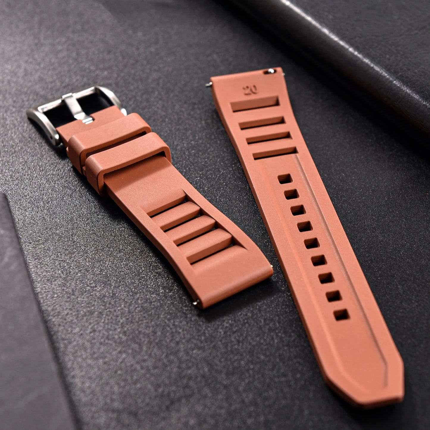 Bracelet de montre en caoutchouc FKM 20mm 22mm, souple, étanche, pour Huawei, Samsung, Seiko, Omega, avec attache rapide