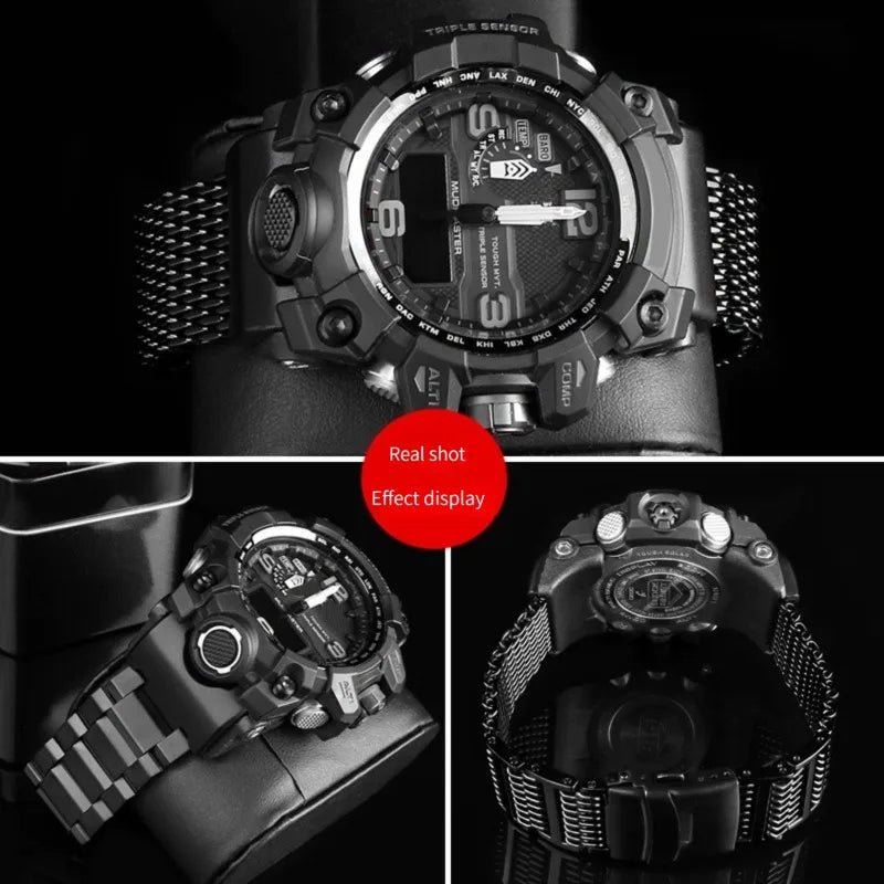 Cinturino da uomo in acciaio inossidabile per orologio Casio G-SHOCK GWG-1000-1A/A3/1A1 GB/GG, nero, sportivo, impermeabile, accessori