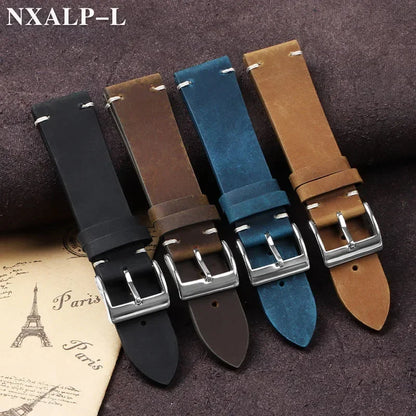 Bracelet de montre en cuir de cire d'huile Vintage 18mm 20mm 21mm 22mm bracelet en peau de vache cousu à la main pour Omega pour bracelet de montre intelligente Seiko