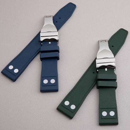 Universal Fluoro Rubber Watch Strap, 20mm 22mm, Universal Accessories for Tudor Black Bay GMT Pelagos Strap, Rivet Style, FKM Rubber Strap