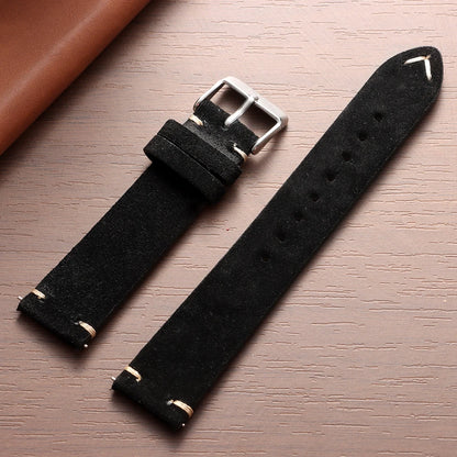 Bracelet de montre Vintage en cuir suédé, bracelet de montre en cuir de veau à dégagement rapide, 14/16/18/19/20/21/22mm, bracelet de remplacement avec boucle ardillon