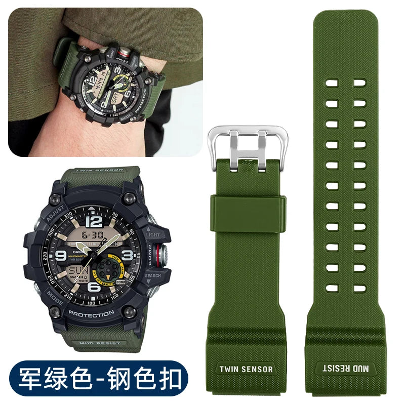 Silicone Rubber Watch Band for Casio GG1000 G-shock GG-1000 GNG-100 GSG-100, Resin Sport Strap, Waterproof Watchband Replacement Tool