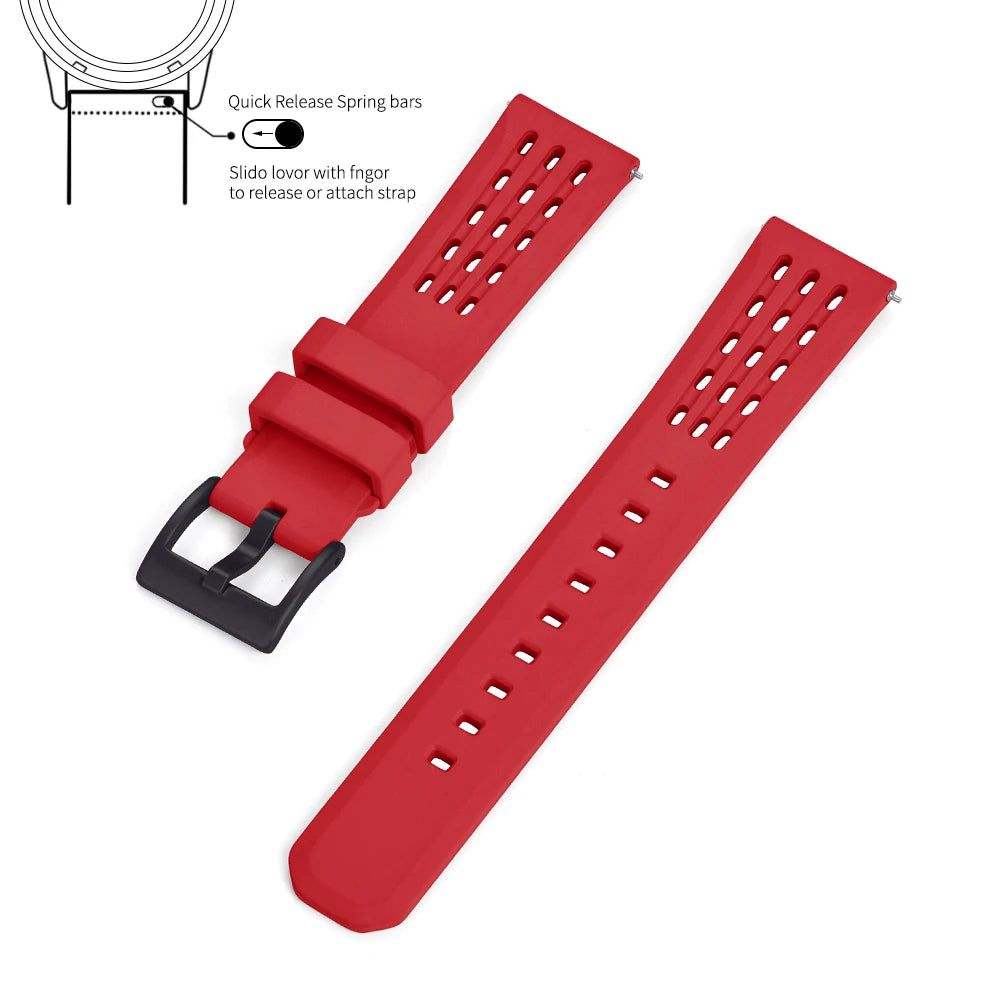Bracelet de montre en caoutchouc FPM FKM, 20mm 22mm, dégagement rapide, qualité supérieure, conception de Structure poreuse, bracelet de Sport Durable et confortable