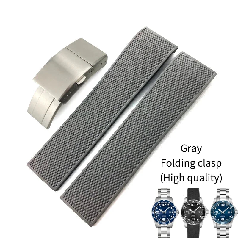 Bracelet de montre en caoutchouc fluoré en Silicone de haute qualité 19mm 20mm 21mm pour Longines hydroconquest L3 Conquest sport bracelet de montre de plongée