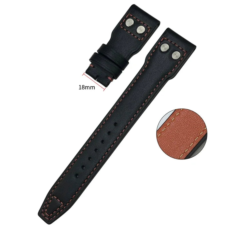 Bracelet de montre en cuir de veau véritable épais, 20mm 21mm 22mm, pour IWC Big PILOT Spitfire TOP GUN IW5009 IW3777, bracelet de montre en cuir de vache à rivets
