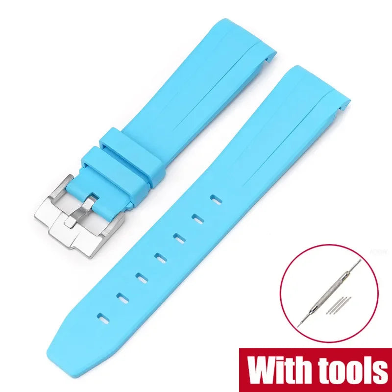 FKM Fluororubber Watch Strap for Rolex for Omega x Swatch MoonSwatch 20mm Curved End Waterproof Sport Replace Watch Band