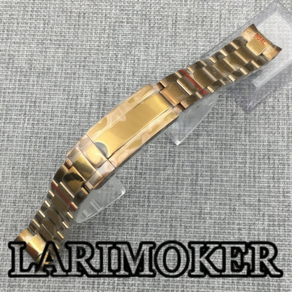 LARIMOKER 20mm 904L bracelet solide en acier inoxydable Bronze bracelet de montre boucle pliante huîtres/jubilé bracelet pour hommes