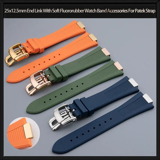 Maglia terminale 25x12,5 mm con accessori morbidi per cinturino in gomma fluorurata per braccialetto Patek Philippe per cinturino Nautilus 5711/5712/5980