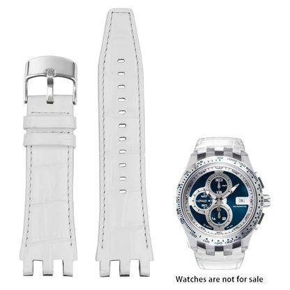 Bracelet de montre en cuir de vache, 22mm, noir, marron, bleu, blanc, avec outils, pour Swatch SVGK407 SVGK406 SVGK409 SVGK403