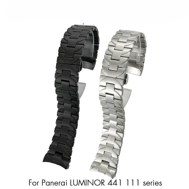 Bracelet de montre en acier inoxydable massif 316L, pour Panerai PAM441 111 382 PAM1314, Bracelet en acier pour hommes, boucle papillon, 24mm