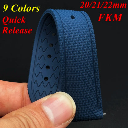 Cinturino per orologio in gomma intrecciata FKM, 20/21/22 mm, sgancio rapido, per Omega Seamaster 300 Speedmaster 007 Rolex, universale