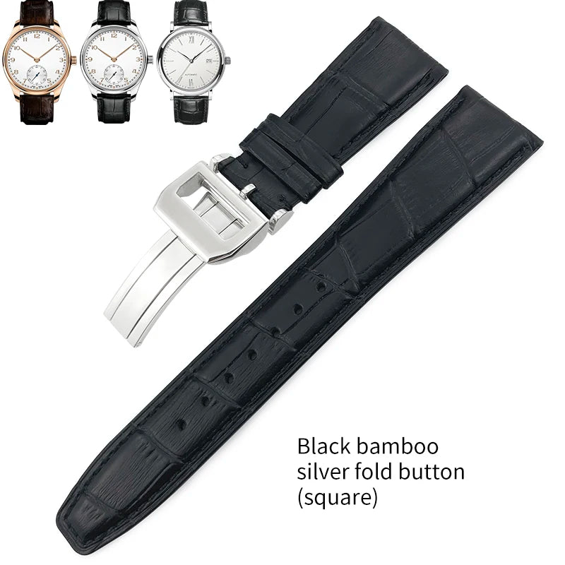 Bracelet de montre en cuir véritable pour hommes, 20mm, 21mm, 22mm, pour IWC, portugais, pilote, marron, noir, bleu